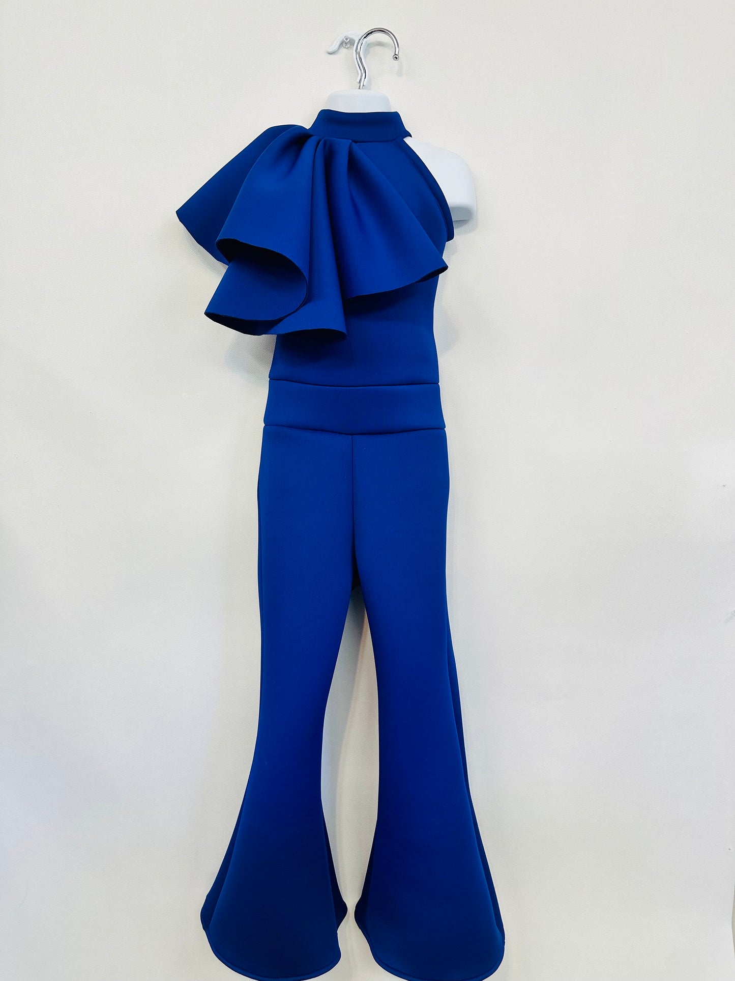 Custom Pageant Neoprene Scuba Jumpsuit with Ruffles, Girls Casual Wear, Romper Outfit. Wholesome Goods Co
