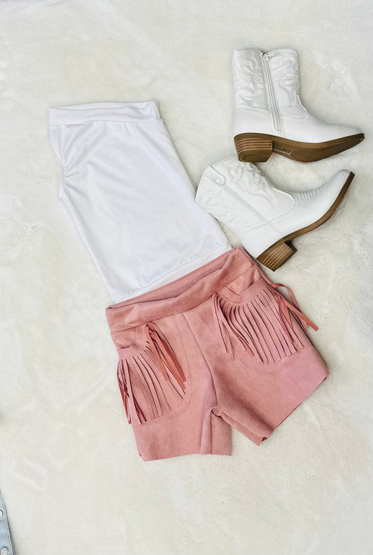 Lola Fringe Shorts|Faux Suede Fringe Shorts|Faux Leather Shorts|More Colors Available!|Kids Fringe Shorts|Toddler Fringe Shorts|Handmade