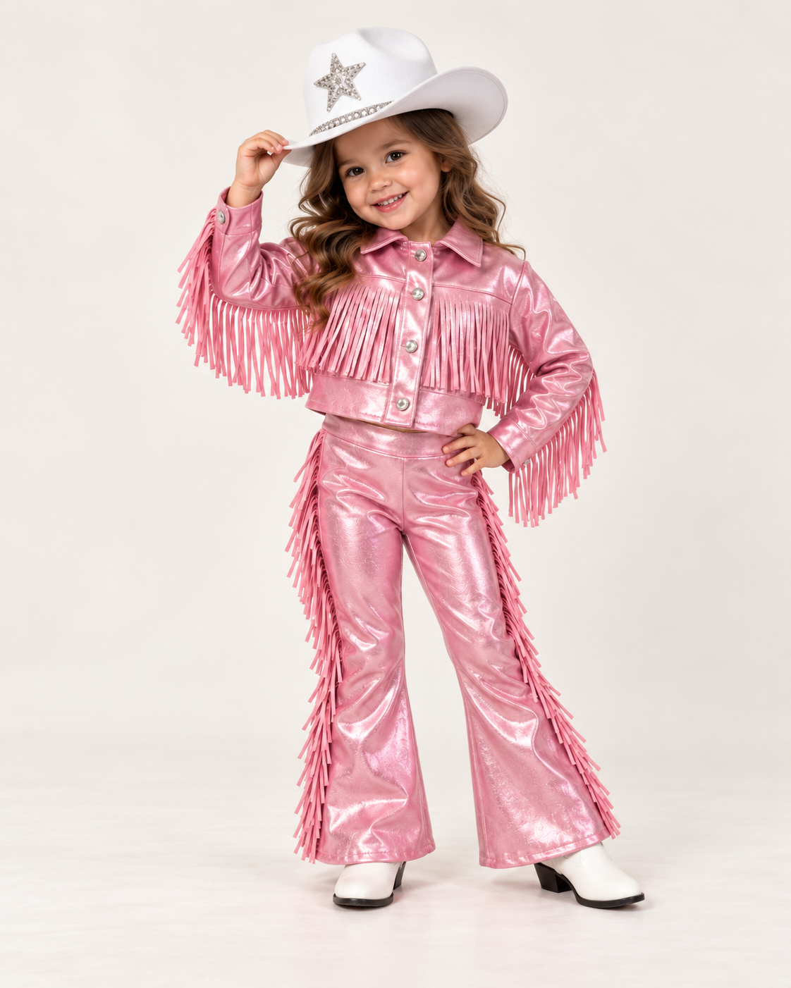 Baby Western Fringe Set | Handmade Cowgirl Jacket & Bell Bottom Pants | 0–3M to 24M
