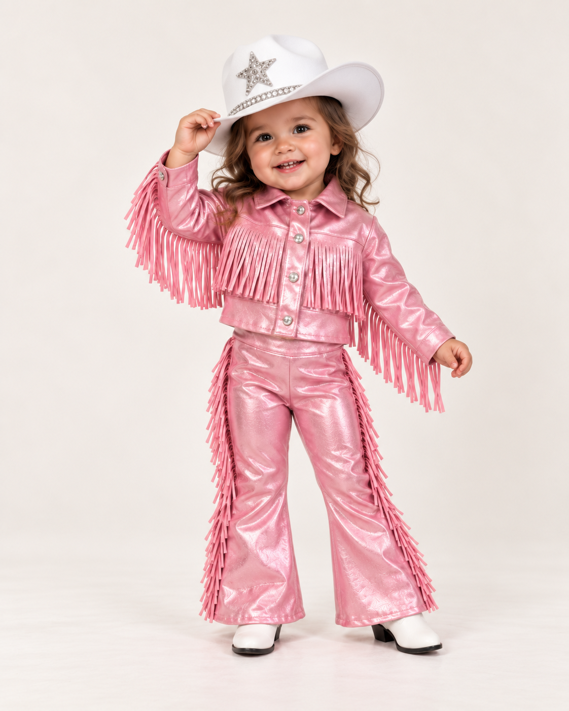 Baby Western Fringe Set | Handmade Cowgirl Jacket & Bell Bottom Pants | 0–3M to 24M
