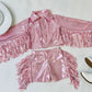 Girls Pink Western Fringe Jacket & Shorts Set | Handmade Cowgirl Outfit