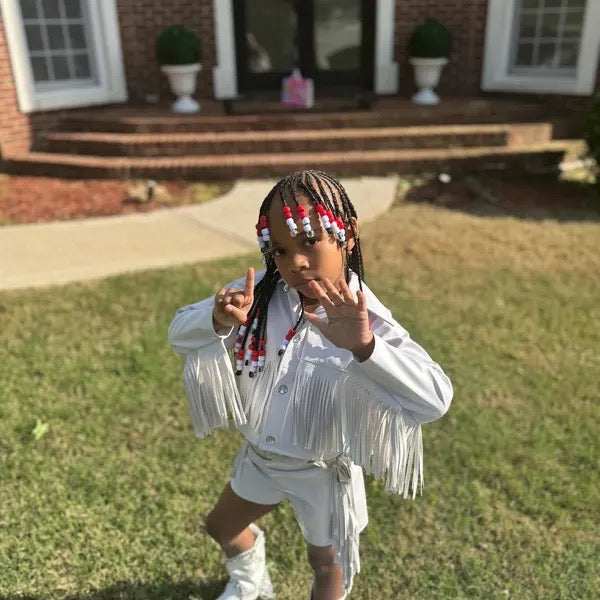 Toddler Girls Western Fringe Jacket | Handmade Metallic Cowgirl Jacket | Sizes 2T–5T