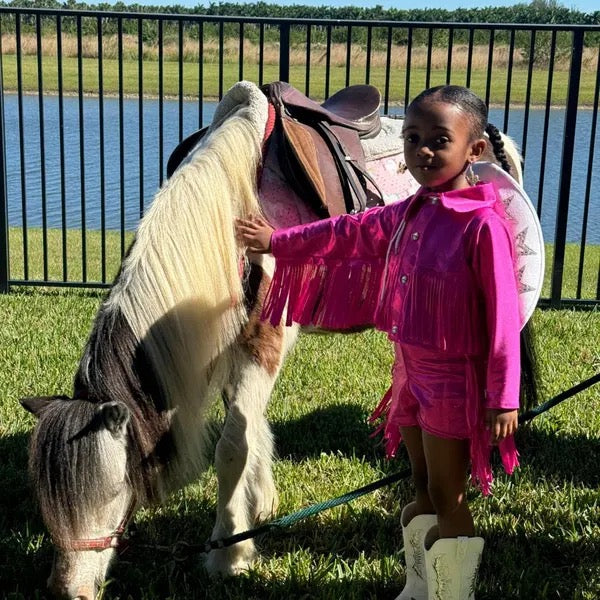 Toddler Girls Western Fringe Jacket | Handmade Metallic Cowgirl Jacket | Sizes 2T–5T