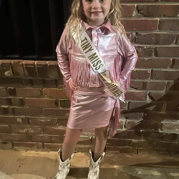 Toddler Girls Western Fringe Jacket | Handmade Metallic Cowgirl Jacket | Sizes 2T–5T
