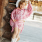 Girls Pink Western Fringe Jacket & Shorts Set | Handmade Cowgirl Outfit
