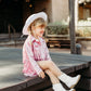 Girls Pink Western Fringe Jacket & Shorts Set | Handmade Cowgirl Outfit