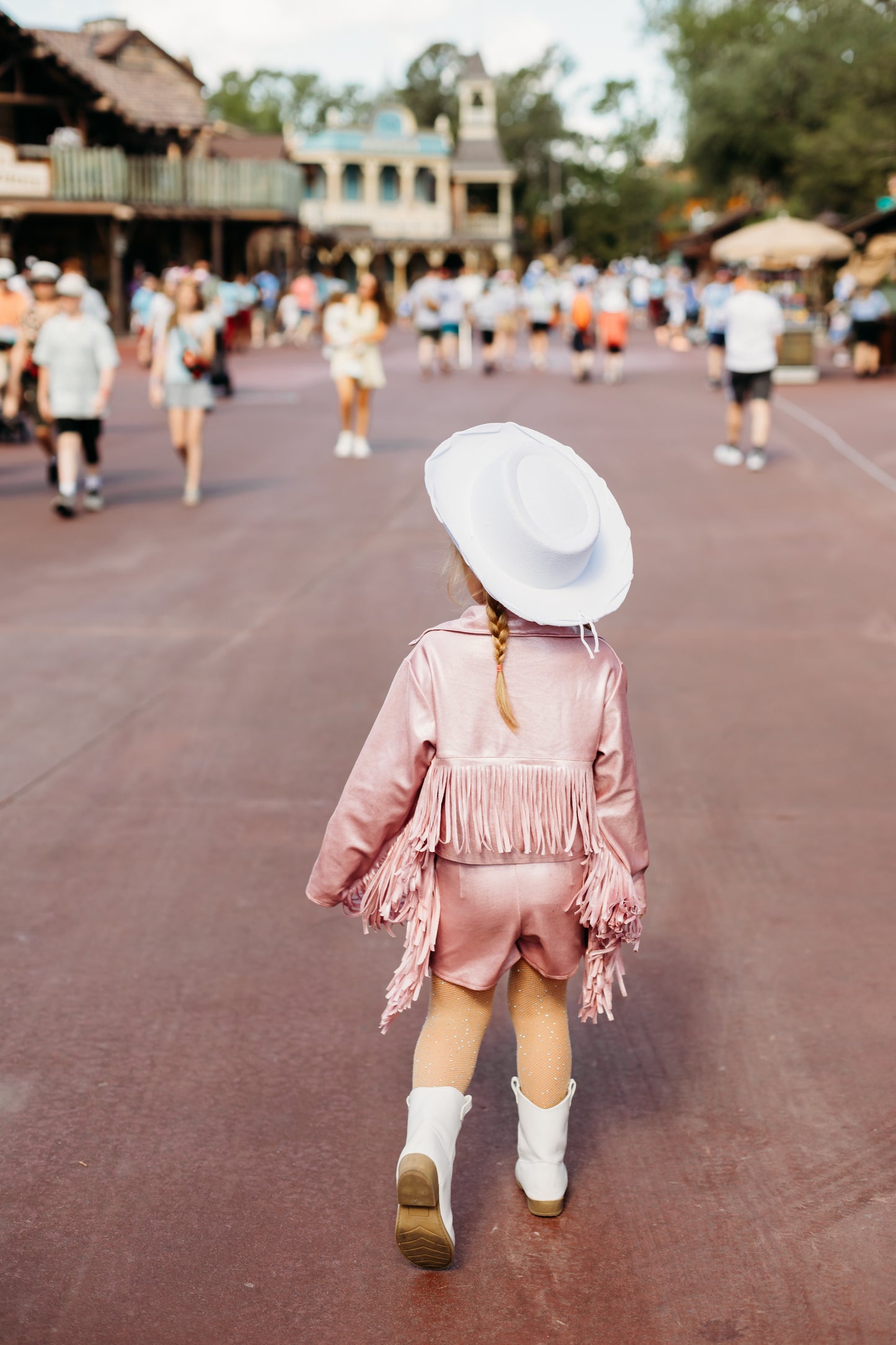 Girls Pink Western Fringe Jacket & Shorts Set | Handmade Cowgirl Outfit