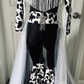 Western Glam Pageant Outfit: 'Let There Be Cowgirls' with Shimmering Black Mystique, Cow Print Accents & Tulle Skirt—By Wholesome Goods Co