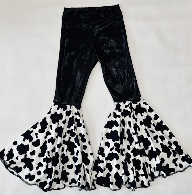 Western Glam Pageant Outfit: 'Let There Be Cowgirls' with Shimmering Black Mystique, Cow Print Accents & Tulle Skirt—By Wholesome Goods Co