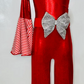 Candy Cane Christmas Jumpsuit for Kids Also Available In Adult Sizes|Detachable Train, Bow Belt, Hair Bow, Wrist Cuffs|Sold Separately