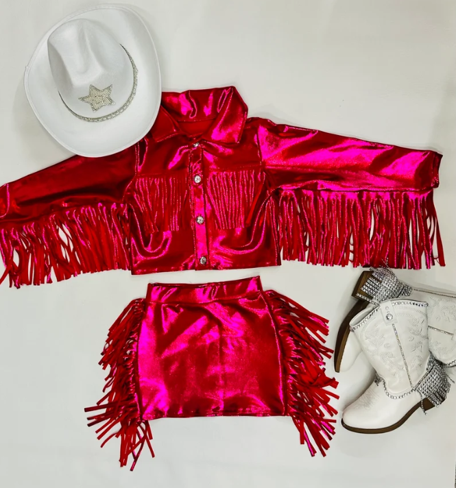 Cowgirl Couture Western Glam Jacket and Fringe Shorts | Customizable in a Wide Range of Sizes & Colors Boots and Hat Sold Separately