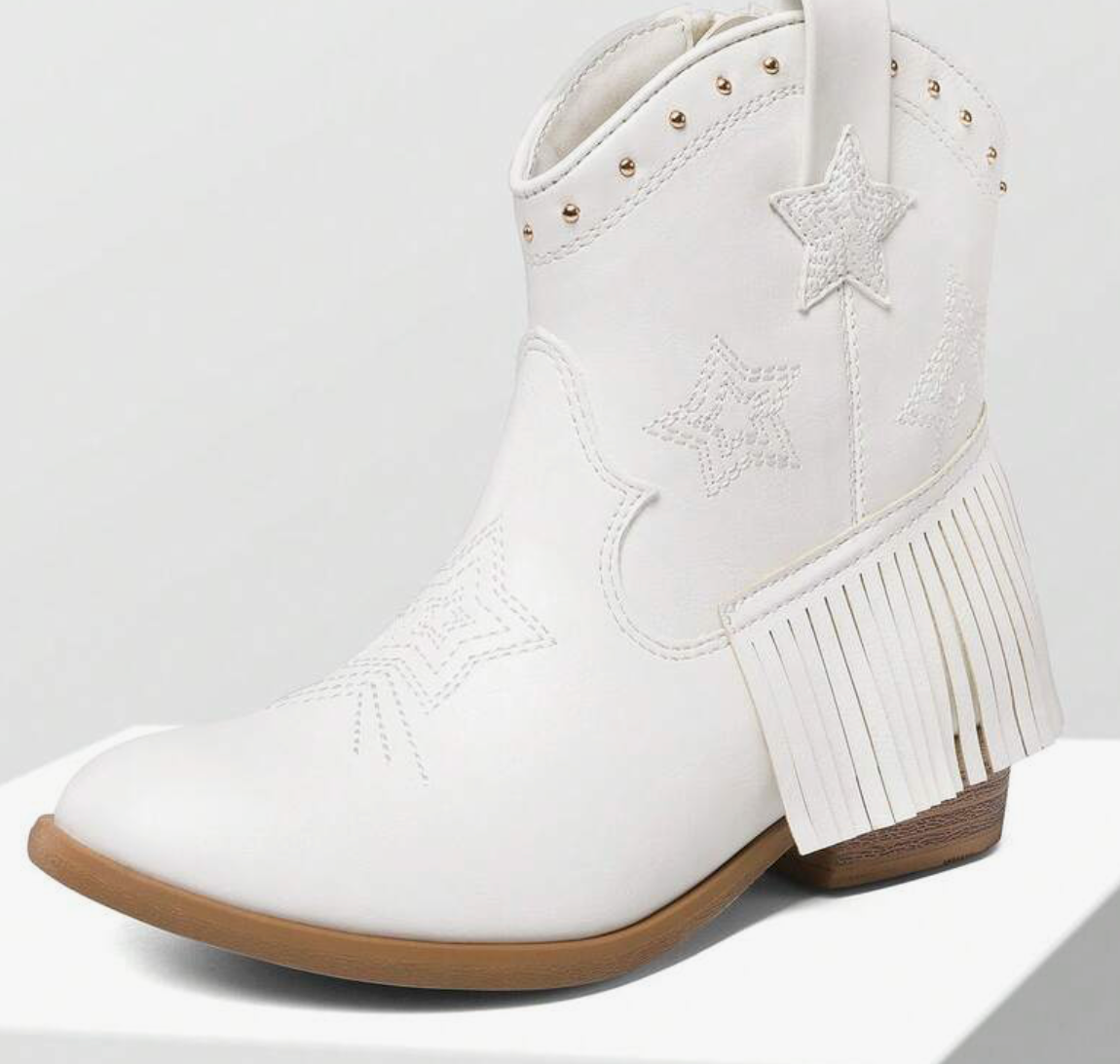 White Star Fringe Western Boots for Kids