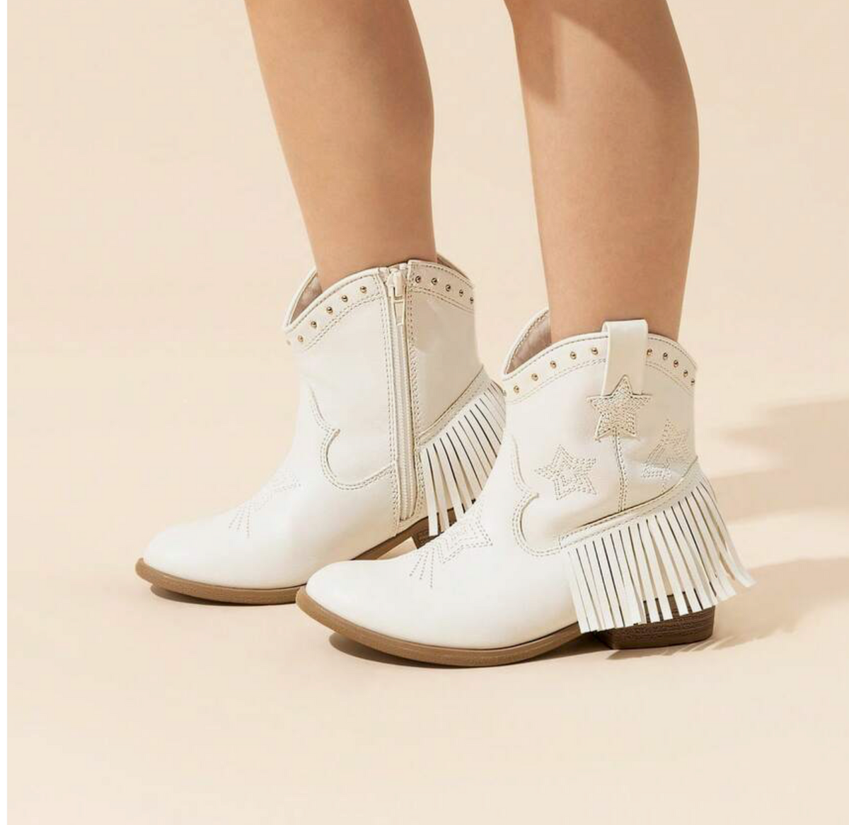 White Star Fringe Western Boots for Kids