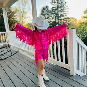 Cowgirl Couture Western Glam Jacket and Fringe Shorts | Customizable in a Wide Range of Sizes & Colors Boots and Hat Sold Separately