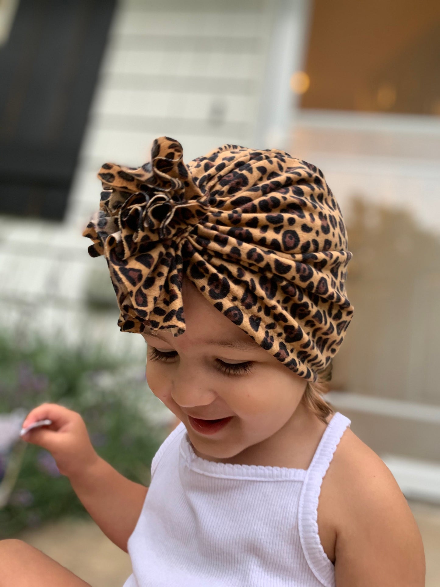Cheetah Ruffle Headwrap|Baby Turban|Adult Turban|Top Knot Turban|Top Knot Baby Hat|Kids Turbans|Toddler Turban|NewbornTurban|Chemo Hat
