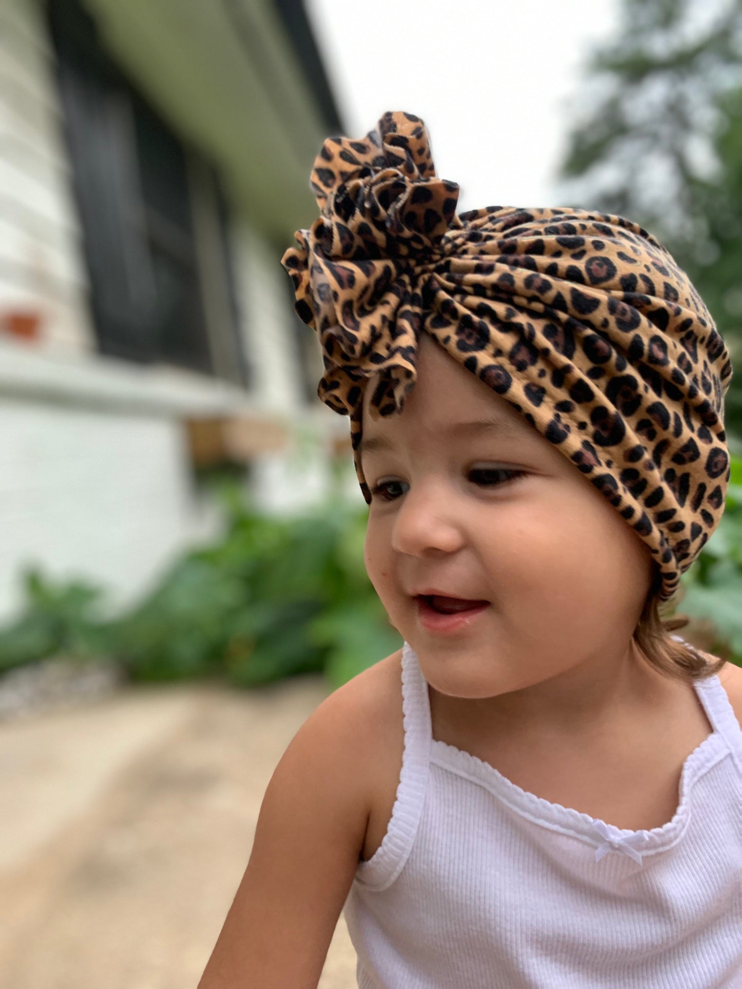 Cheetah Ruffle Headwrap|Baby Turban|Adult Turban|Top Knot Turban|Top Knot Baby Hat|Kids Turbans|Toddler Turban|NewbornTurban|Chemo Hat
