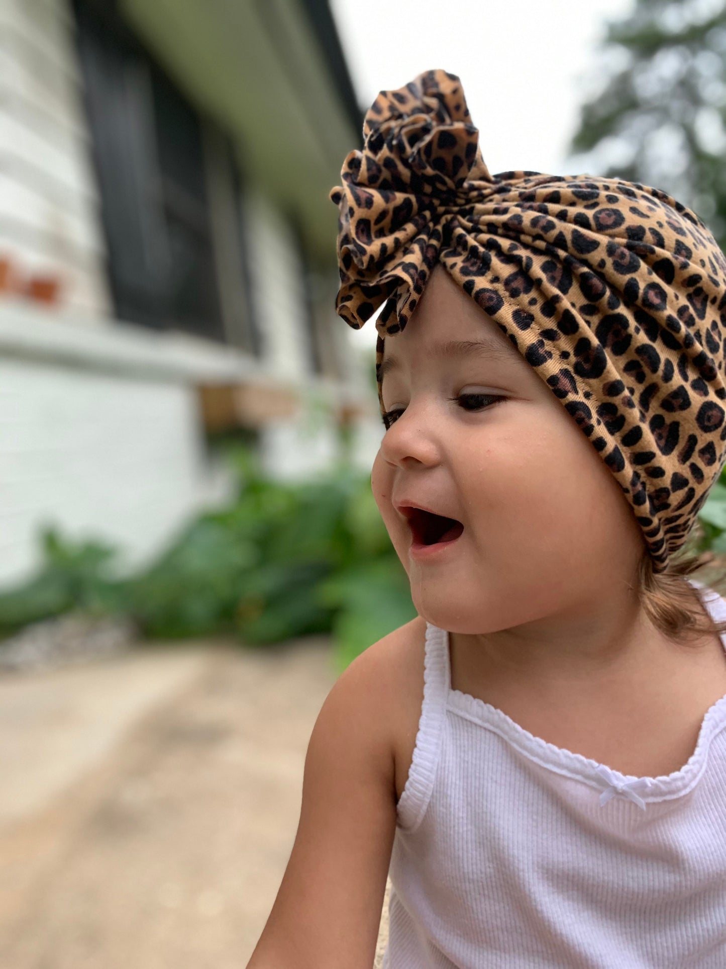 Cheetah Ruffle Headwrap|Baby Turban|Adult Turban|Top Knot Turban|Top Knot Baby Hat|Kids Turbans|Toddler Turban|NewbornTurban|Chemo Hat