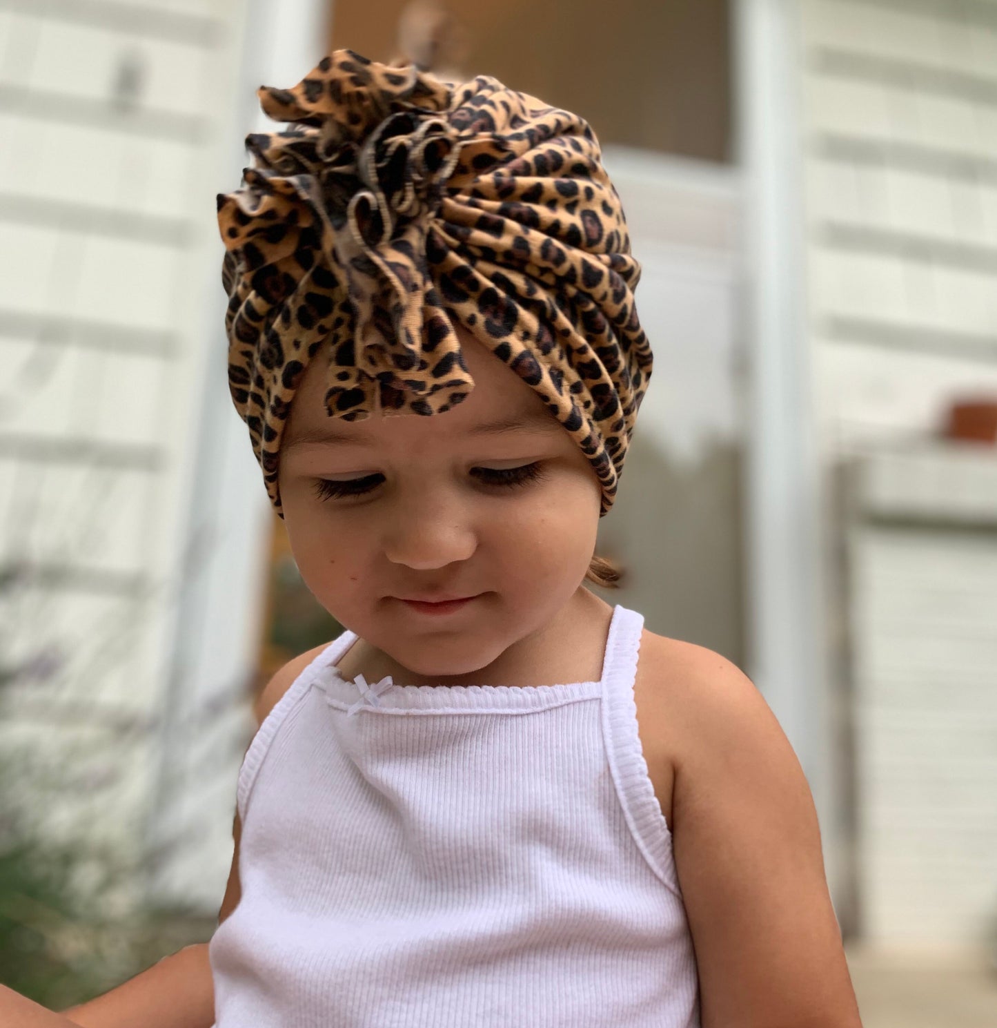 Cheetah Ruffle Headwrap|Baby Turban|Adult Turban|Top Knot Turban|Top Knot Baby Hat|Kids Turbans|Toddler Turban|NewbornTurban|Chemo Hat