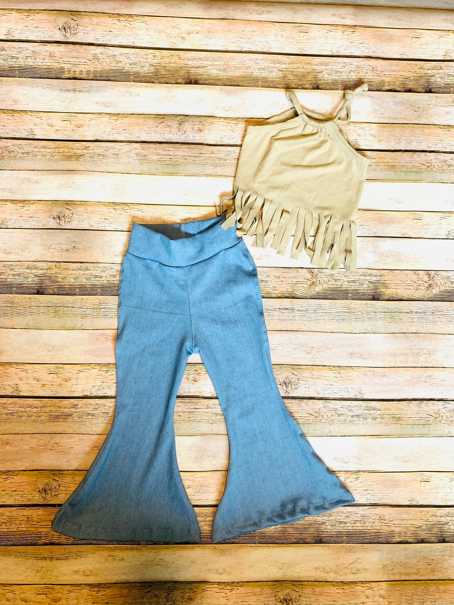 Lola Fringe Top and Born to Run Stretchy Jeans Bells |Fringe Shirt|Crop Top Boho Chic Clothes|70s style clothing|Retro Chic Clothes