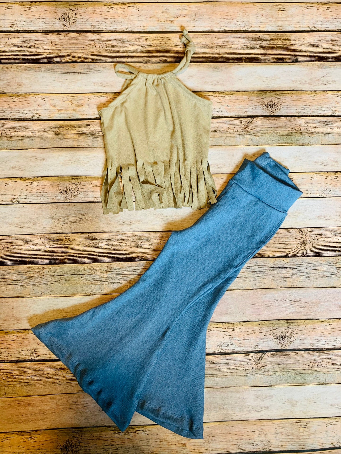 Lola Fringe Top and Born to Run Stretchy Jeans Bells |Fringe Shirt|Crop Top Boho Chic Clothes|70s style clothing|Retro Chic Clothes