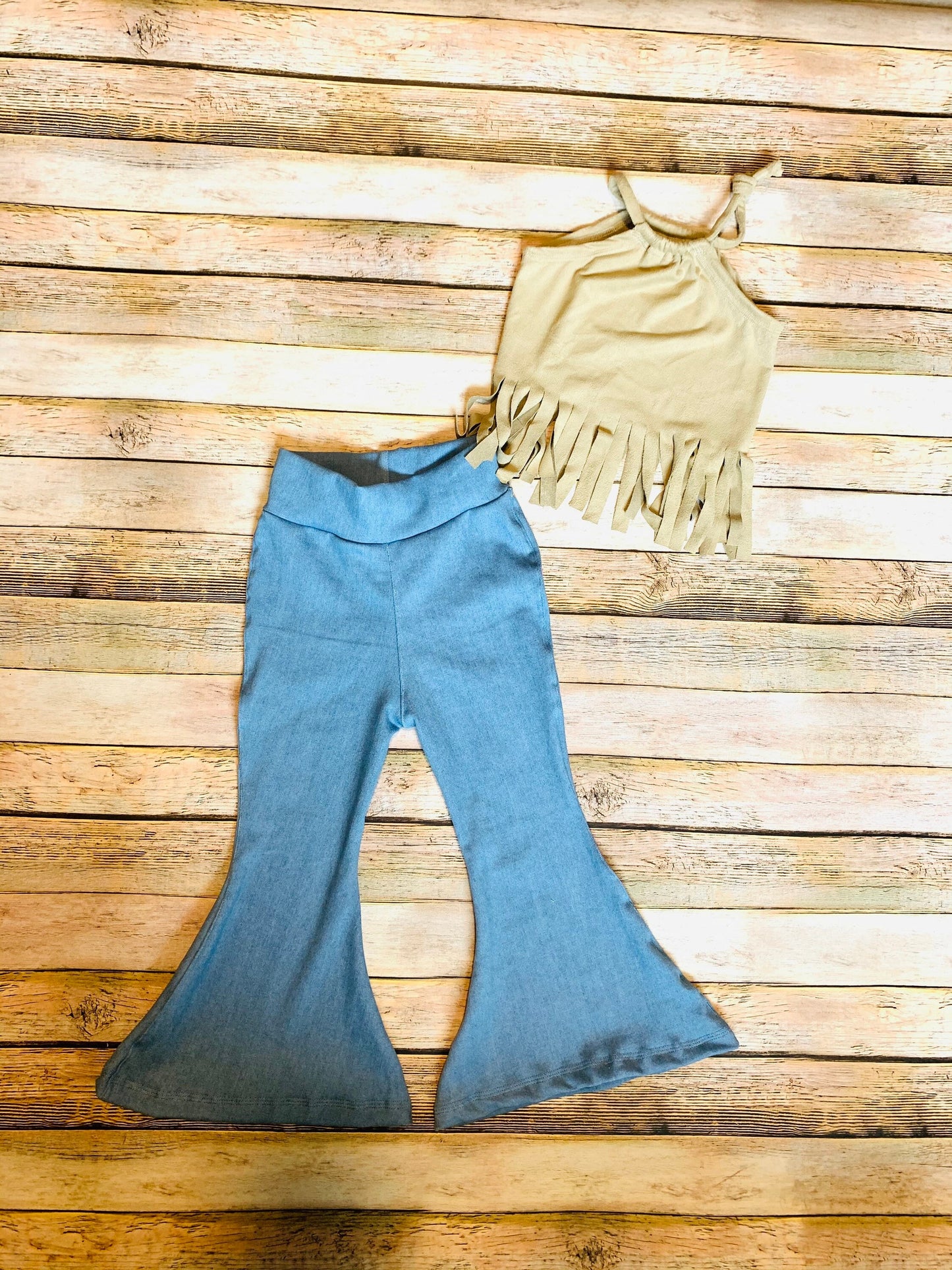 Lola Fringe Top and Born to Run Stretchy Jeans Bells |Fringe Shirt|Crop Top Boho Chic Clothes|70s style clothing|Retro Chic Clothes