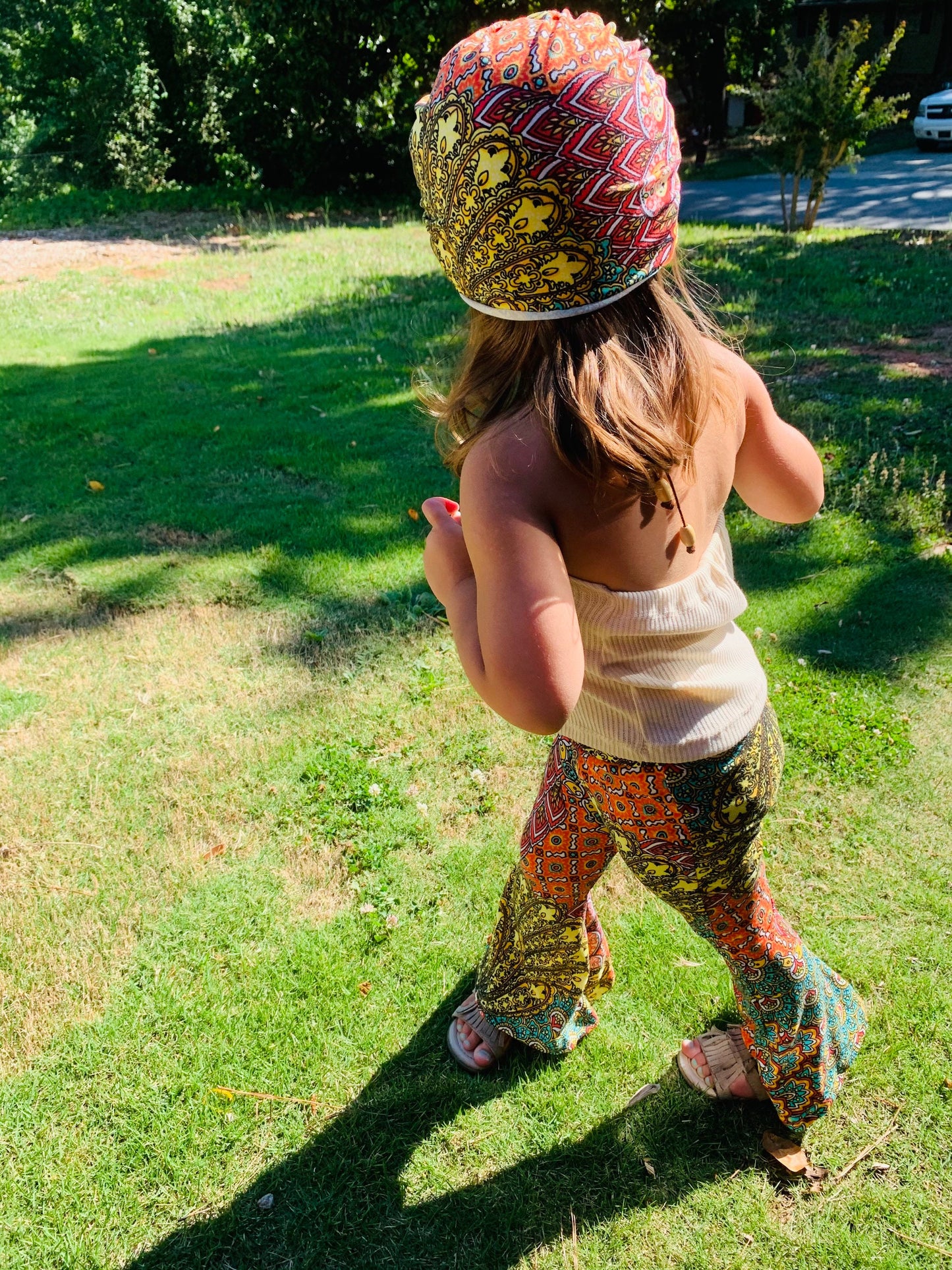 Phoenix Bell Bottoms and Sand Ribbed Halter Top |Kids Bell Bottoms|Newborn Flare Pants|Halter Shirt|Hippie Flare Pants|Boho Chic Clothing