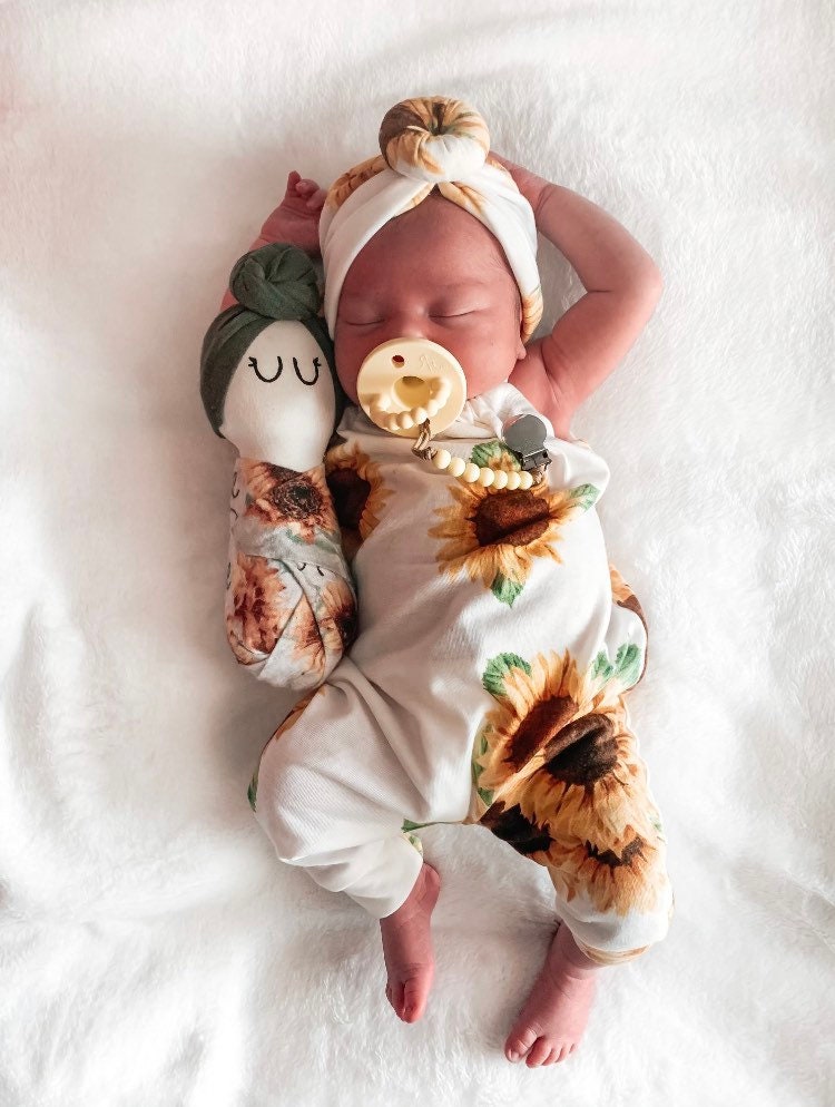 Sunflower Romper Slouchy Lightweight Newborn Outfit|Baby Jumpsuit| Kids Jumpsuit|Baby Romper|Kids Romper|Boho Romper|Baby Boho Clothing
