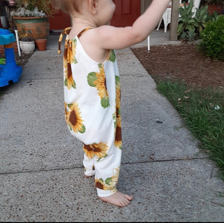 Sunflower Romper Slouchy Lightweight Newborn Outfit|Baby Jumpsuit| Kids Jumpsuit|Baby Romper|Kids Romper|Boho Romper|Baby Boho Clothing