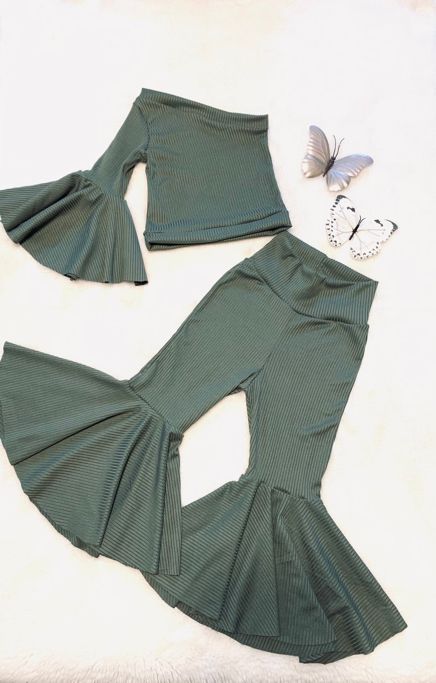 Flare Bell Bottoms and Asymmetric Flare Top-Sage,Mustard,Pink,Sand|Kids Bell Bottoms|Newborn Flare Pants|Hippie Flare Pants|Boho clothes