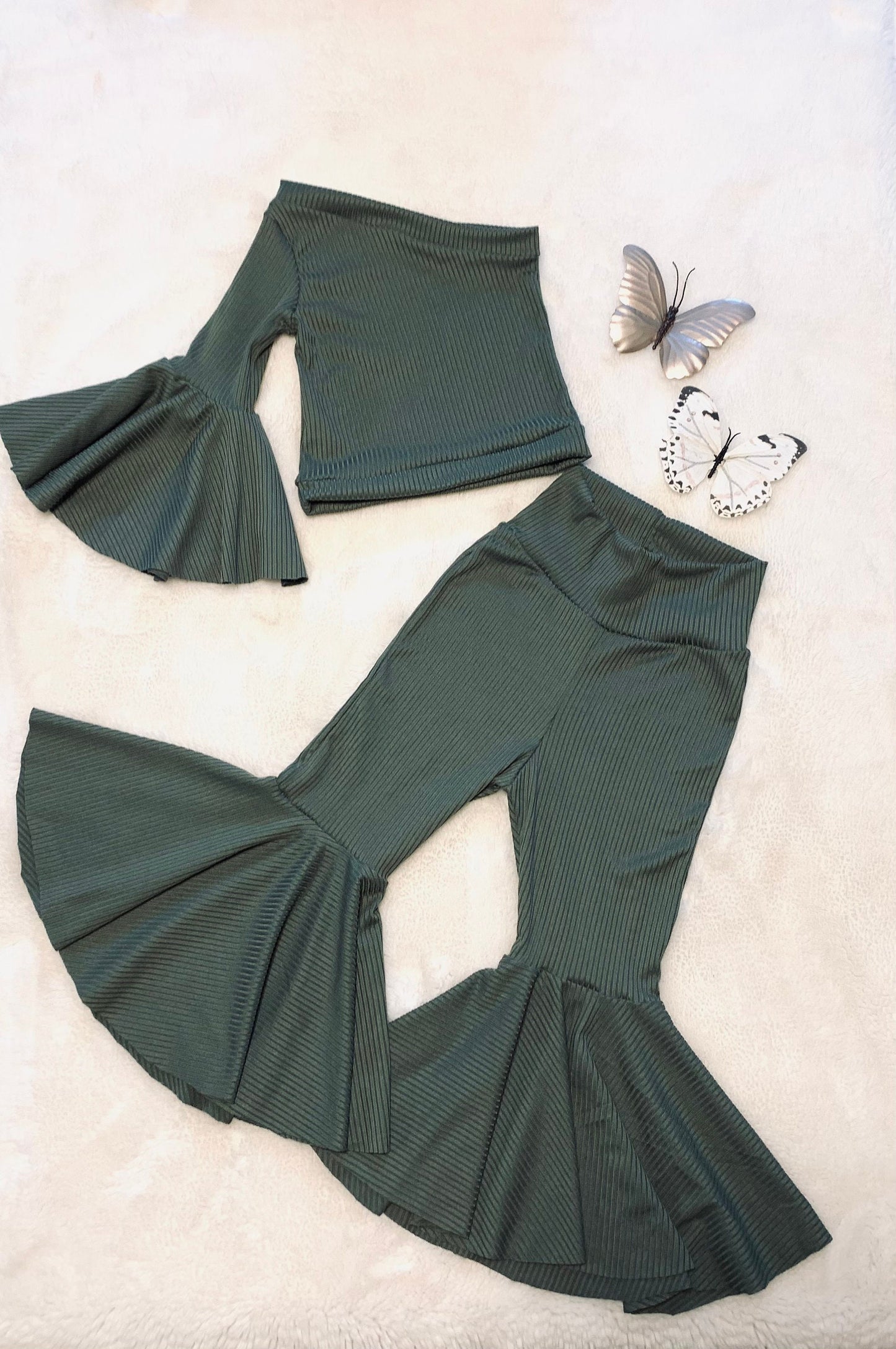 Flare Bell Bottoms and Asymmetric Flare Top-Sage,Mustard,Pink,Sand|Kids Bell Bottoms|Newborn Flare Pants|Hippie Flare Pants|Boho clothes
