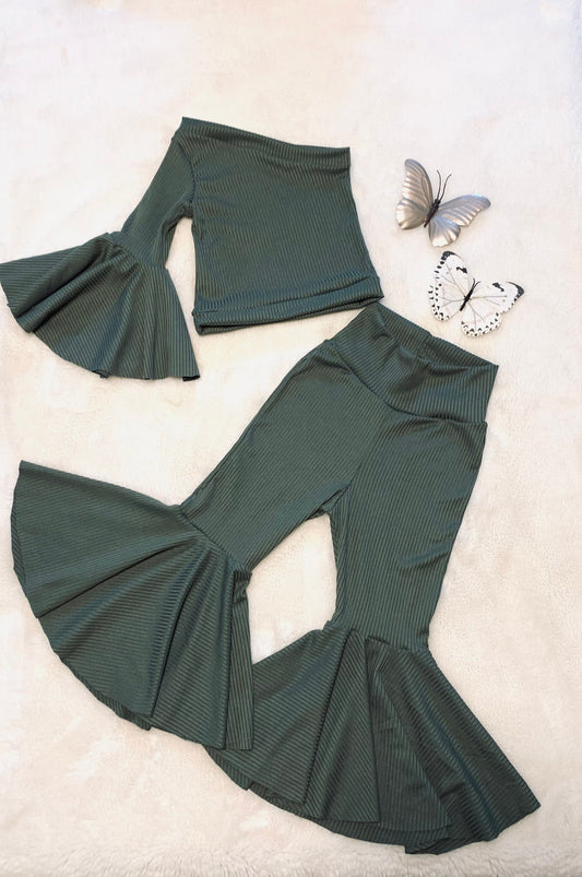 Flare Bell Bottoms and Asymmetric Flare Top-Sage,Mustard,Pink,Sand|Kids Bell Bottoms|Newborn Flare Pants|Hippie Flare Pants|Boho clothes