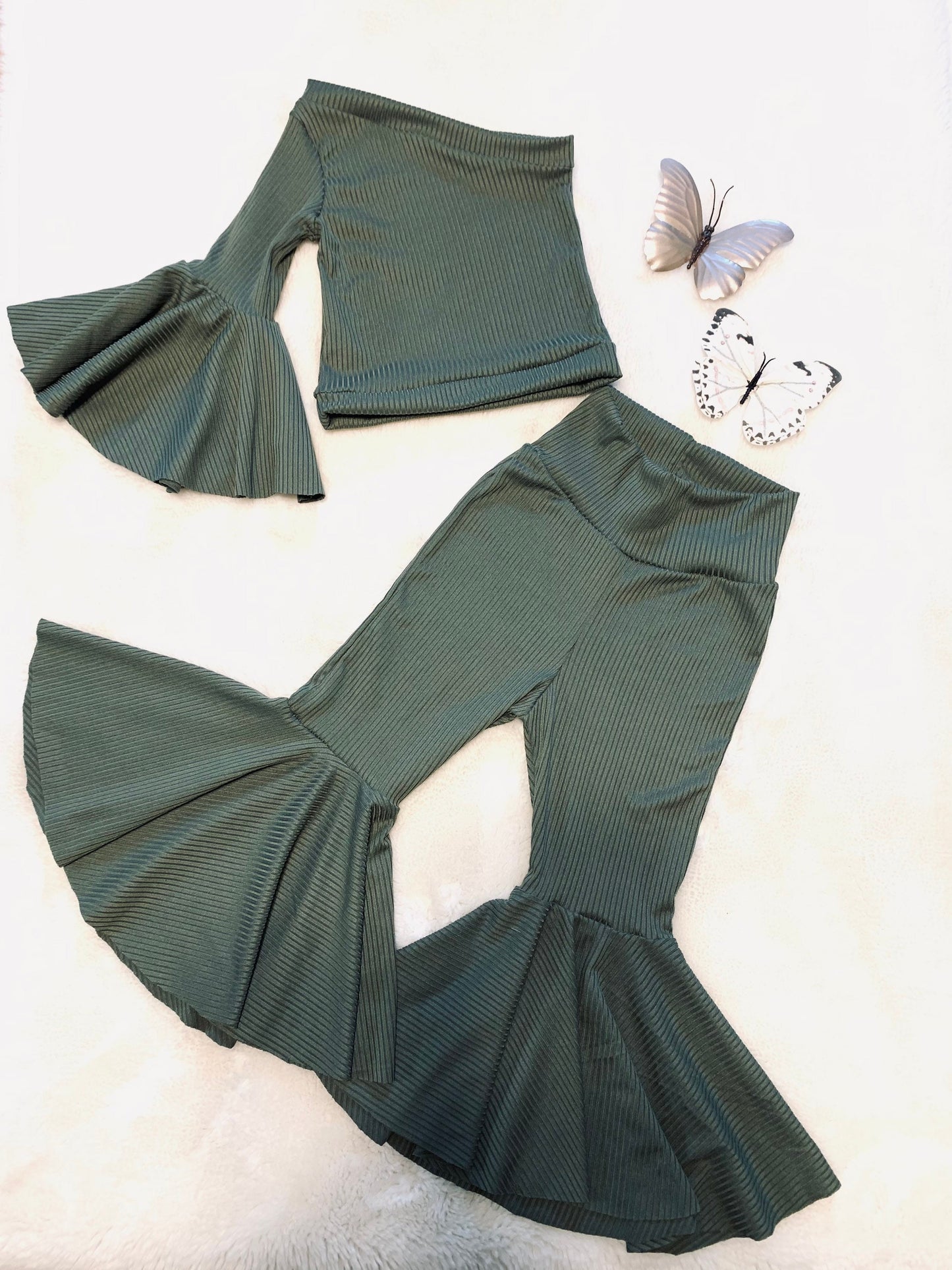 Flare Bell Bottoms and Asymmetric Flare Top-Sage,Mustard,Pink,Sand|Kids Bell Bottoms|Newborn Flare Pants|Hippie Flare Pants|Boho clothes