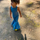 Double Layer Flare Bell Denim Jumpsuit and Bow Set|Baby Jumpsuit| Kids Jumpsuit|Boho Style|70s Clothing|Wholesome Goods Co.