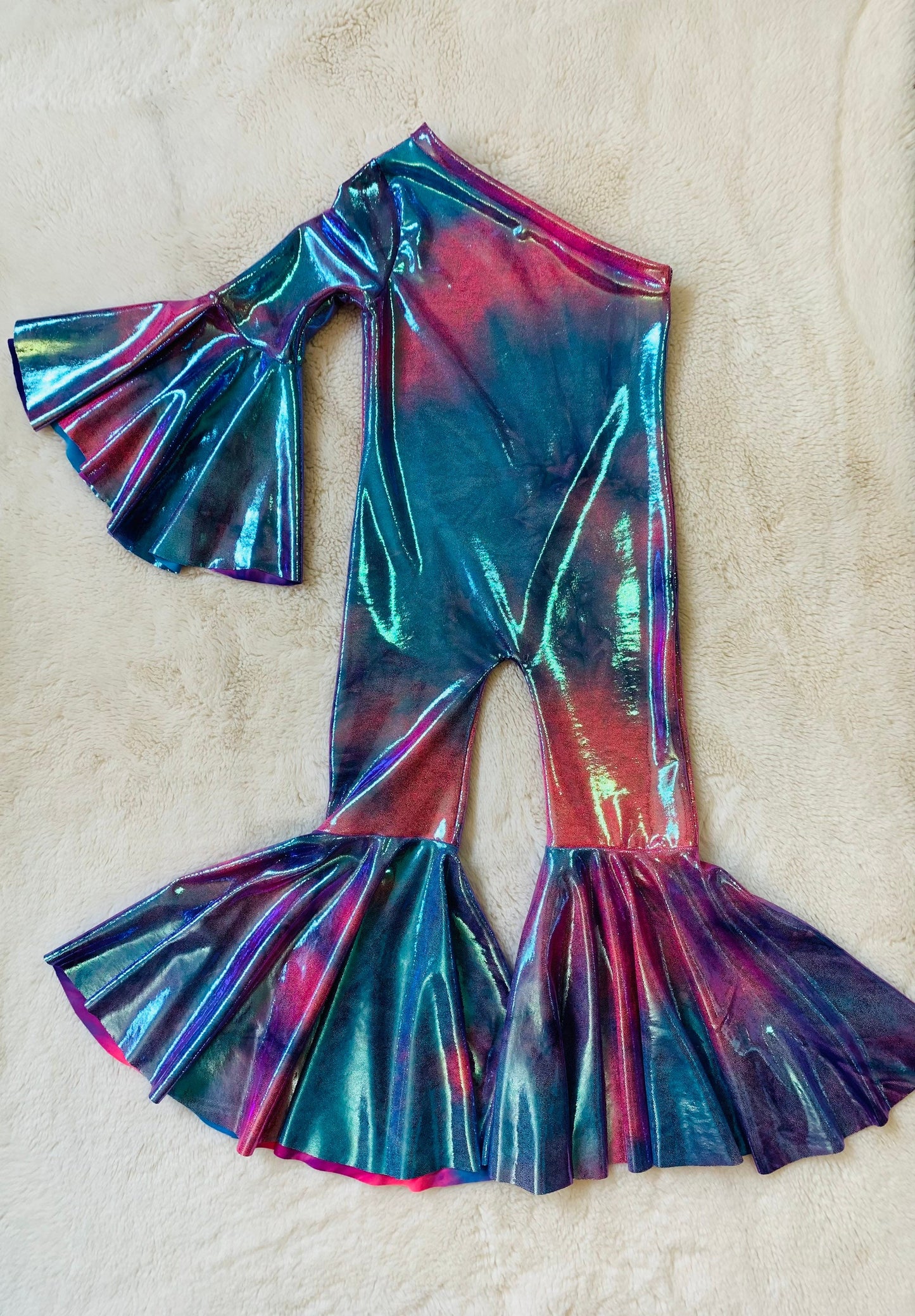Dancing Queen Asymmetric Jumpsuit|Flare Bell Jumpsuit|One Shoulder Jumpsuit|Girl birthday outfits|Wholesome Goods Co|