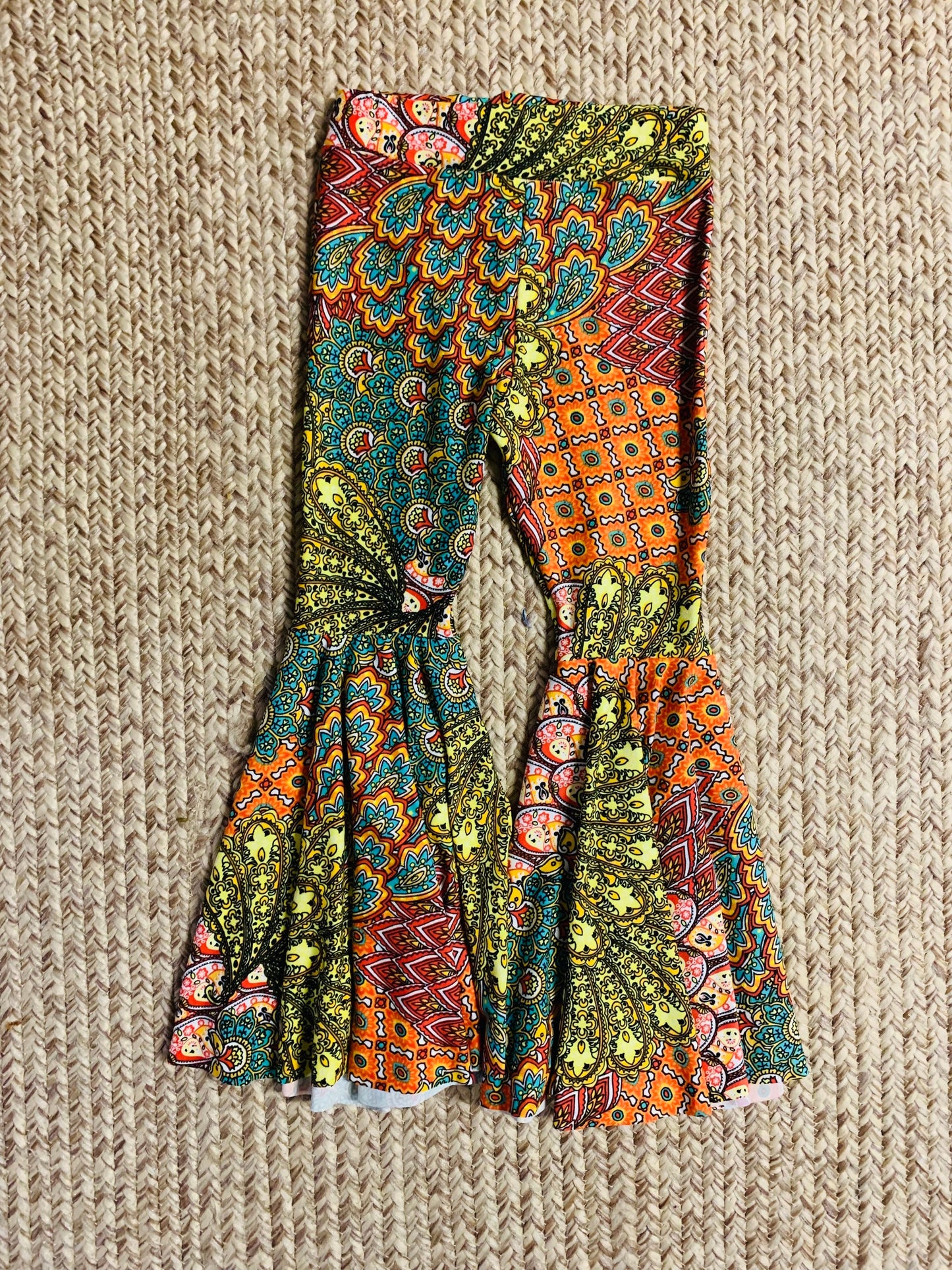 Retro Vibes: Bell Bottom Pants & One Shoulder Fringe Top for Kids - Trendy and Comfortable Outfit for Dancing and Playtime! WHOLESOME GOODS