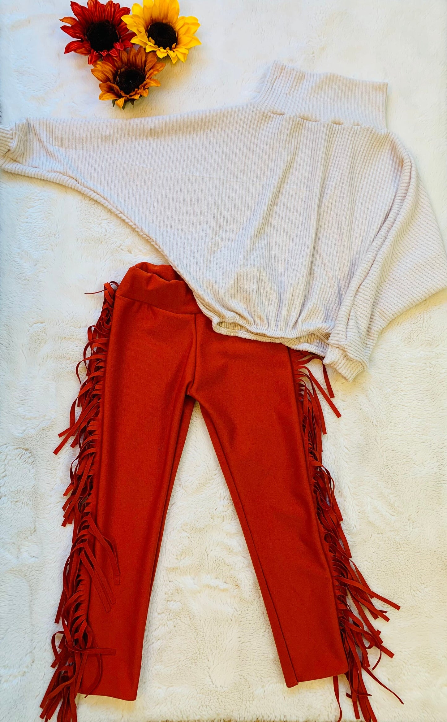 Vegan Leather Fringe Tights Oatmeal Dolman Shirt|Boho Clothes|Girls Fall Outfits|Fall Clothes| Wholesome Goods Co|Fall/Winter