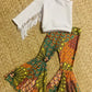 Retro Vibes: Bell Bottom Pants & One Shoulder Fringe Top for Kids - Trendy and Comfortable Outfit for Dancing and Playtime! WHOLESOME GOODS