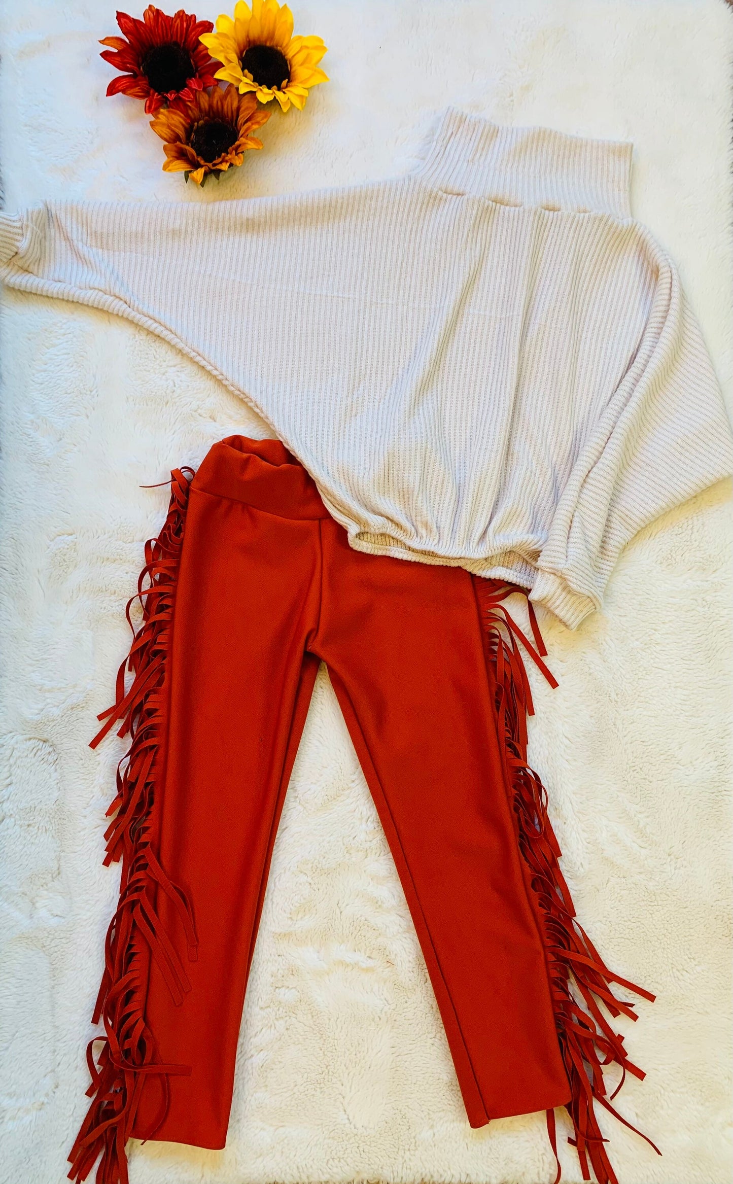 Vegan Leather Fringe Tights Oatmeal Dolman Shirt|Boho Clothes|Girls Fall Outfits|Fall Clothes| Wholesome Goods Co|Fall/Winter
