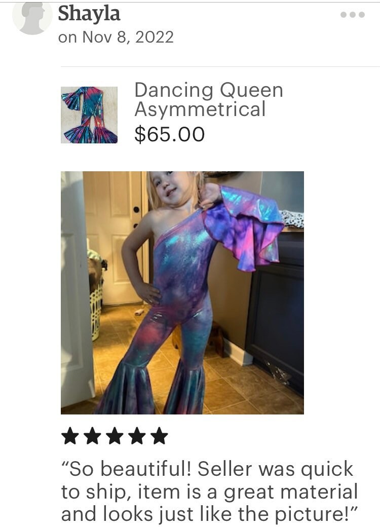 Holographic Dancing Queen Asymmetric Jumpsuit|Flare Bell Jumpsuit|One Shoulder Jumpsuit|Girl birthday outfits|Dance Apparel