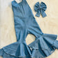 Double Layer Flare Bell Denim Jumpsuit and Bow Set|Baby Jumpsuit| Kids Jumpsuit|Boho Style|70s Clothing|Wholesome Goods Co.
