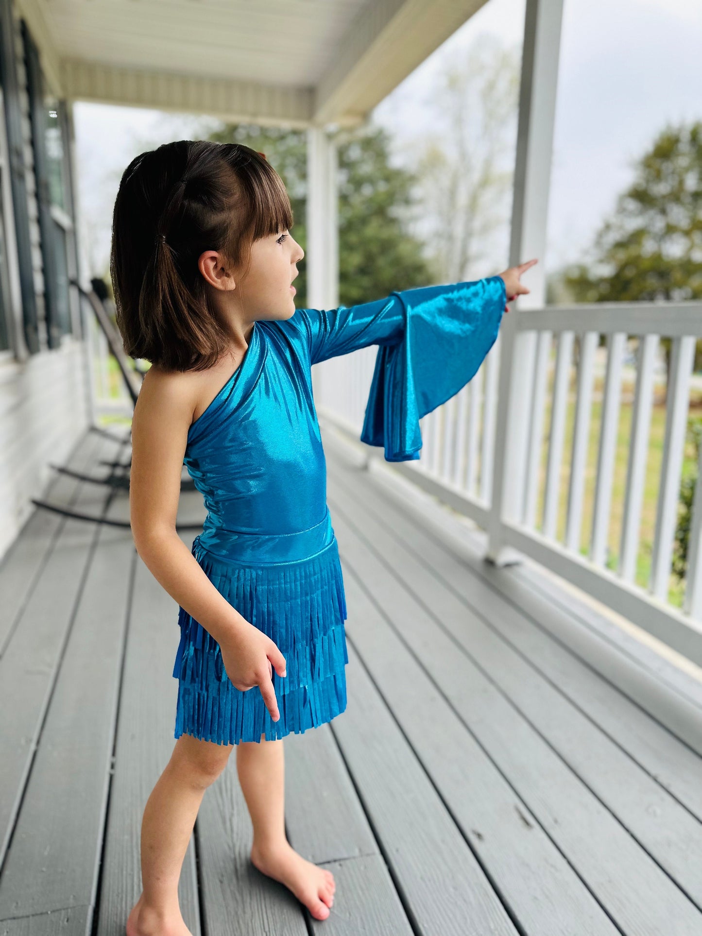 Holographic Fringe Skirt|One Shoulder Bell Sleeve Leotard (Sold Separately)-More Colors Available!Girls skirts|fringe skirts|Wholesome Goods