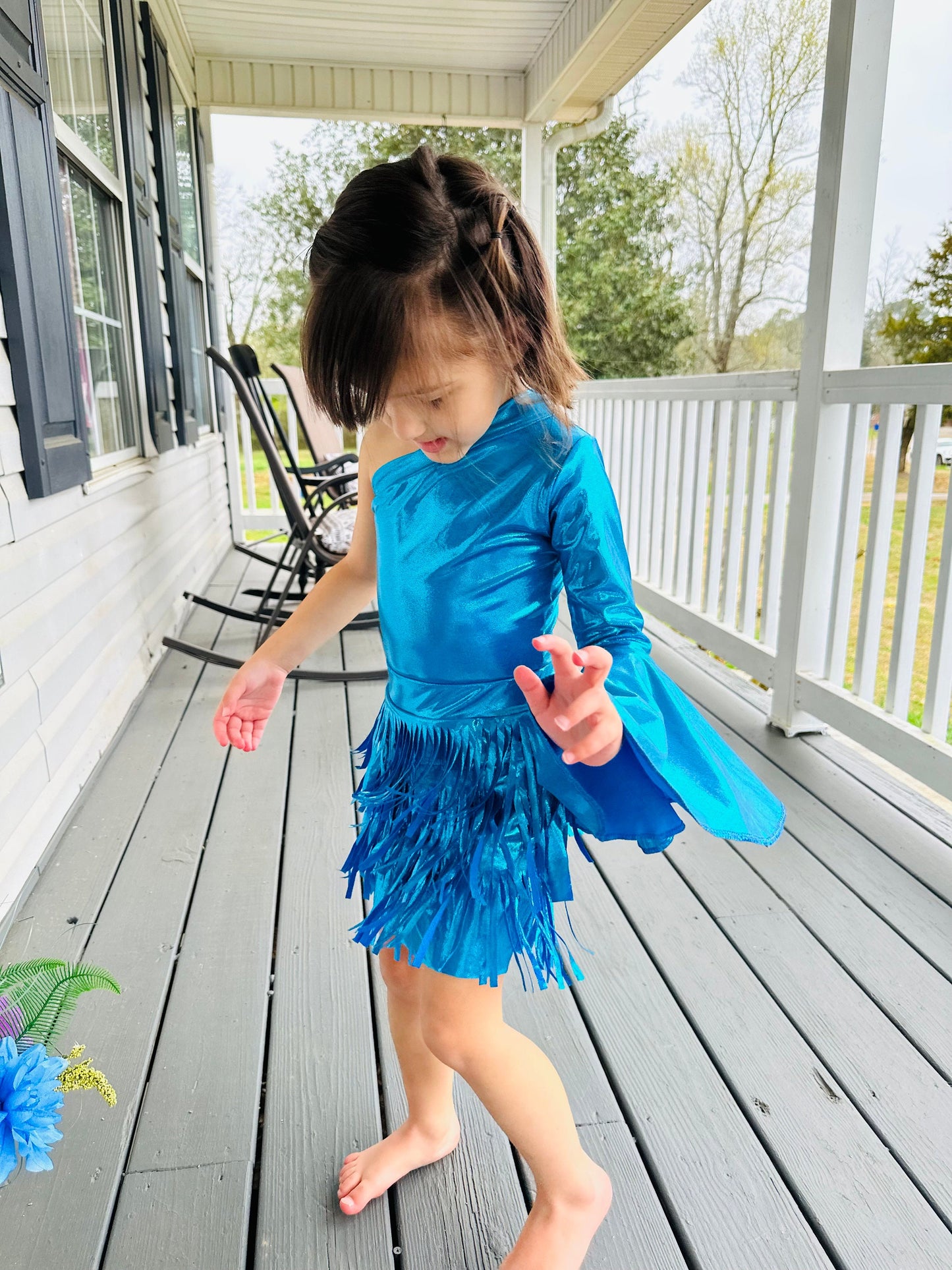 Holographic Fringe Skirt|One Shoulder Bell Sleeve Leotard (Sold Separately)-More Colors Available!Girls skirts|fringe skirts|Wholesome Goods