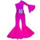 Hot Pink Dancing Queen Jumpsuit with Matching Belt|Flare Bell Jumpsuit|One Shoulder Jumpsuit|Girl birthday outfit|More colors available