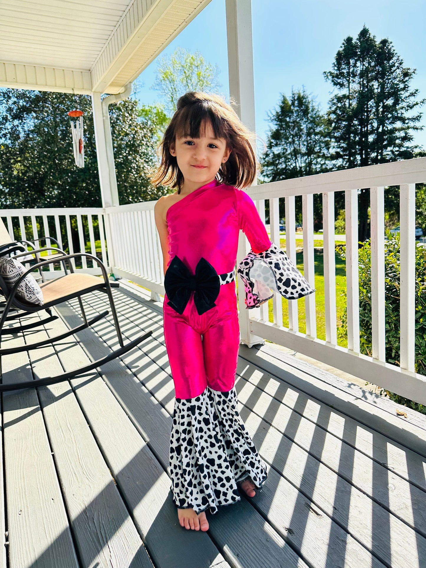 Get Your Little Cowgirl Ready for the Rodeo with Our Western Chic One Shoulder Jumpsuit - Perfect for Pageants, Cowgirl Parties, and More.