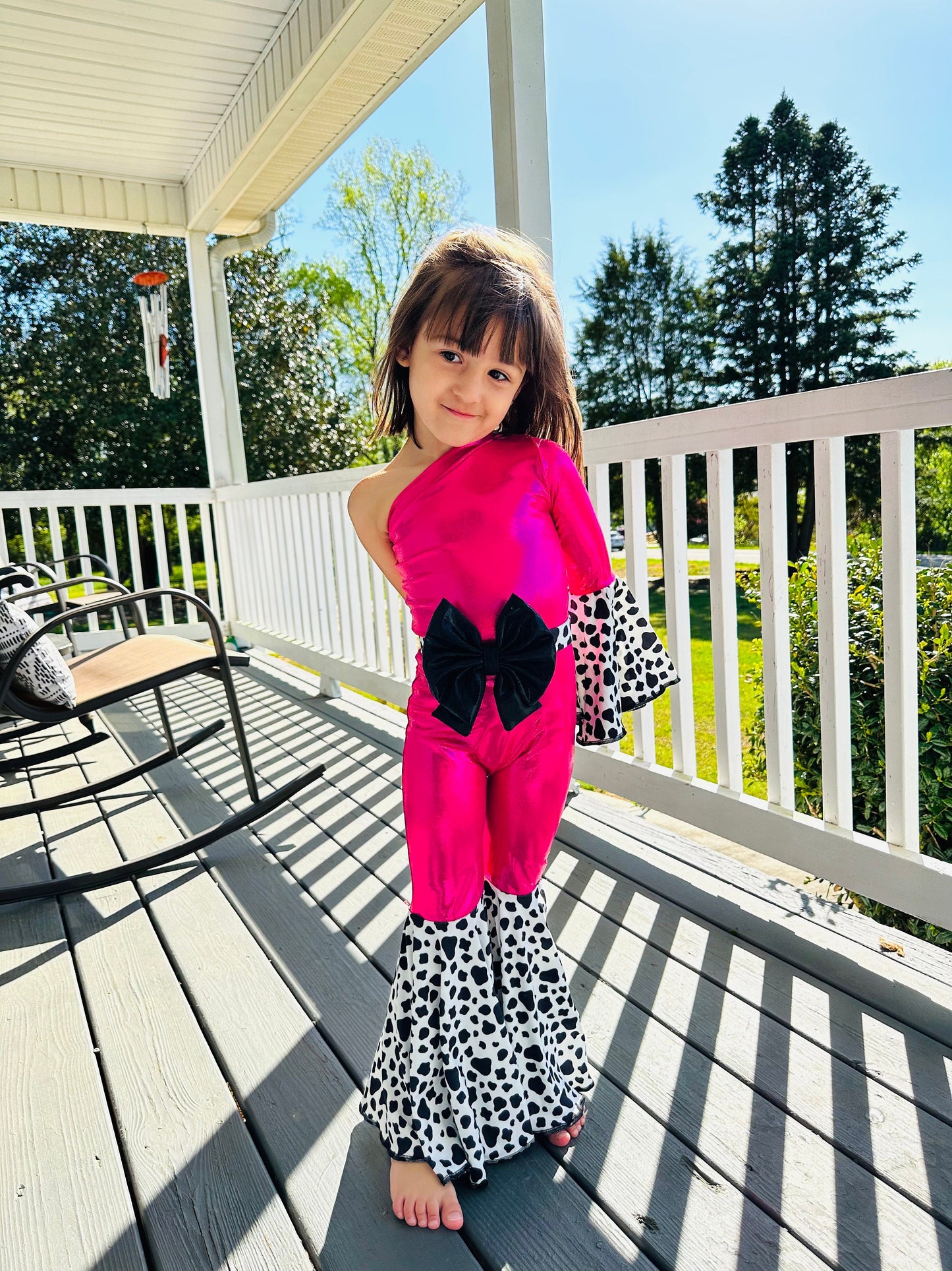 Get Your Little Cowgirl Ready for the Rodeo with Our Western Chic One Shoulder Jumpsuit - Perfect for Pageants, Cowgirl Parties, and More.