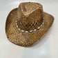 Cowgirl Hat | Woven Straw with Rhinestone Detailing | Western Style for Parties and Everyday Wear | Tan Boho Chic | Child & Adult Sizes