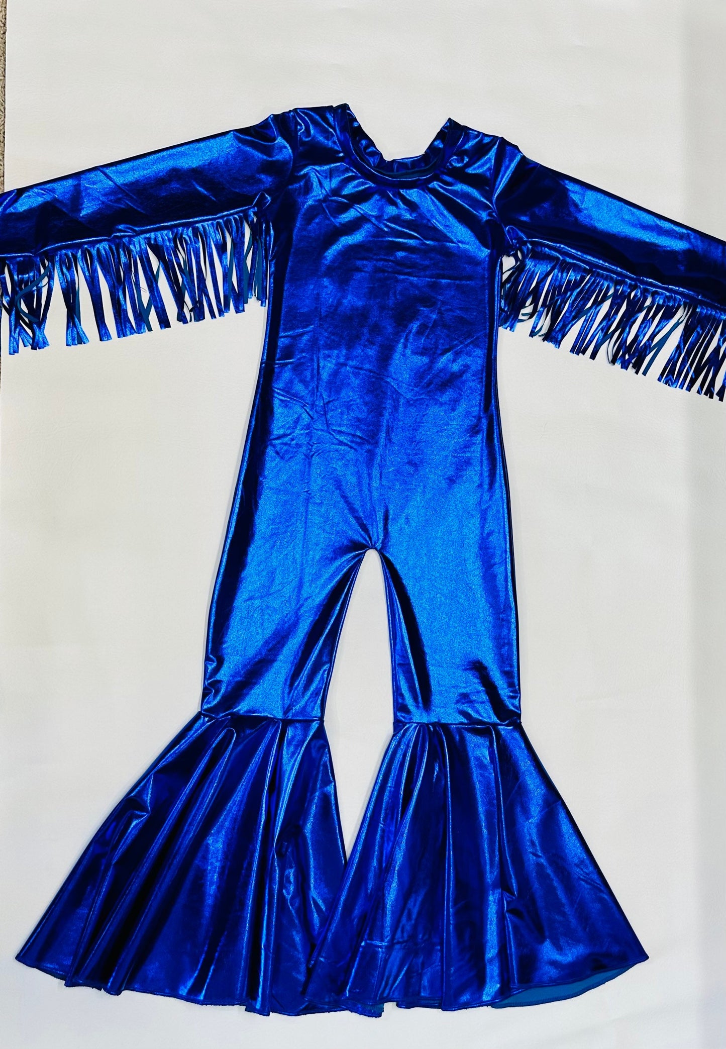 Phoenix Kids Jumpsuit, Fringe Sleeves, Flare Bells, Holographic, Metallic Mystique, Lycra Spandex, Toddler to Tween Sizes|Pageant Wear|Dance