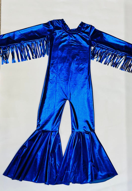 Phoenix Kids Jumpsuit, Fringe Sleeves, Flare Bells, Holographic, Metallic Mystique, Lycra Spandex, Toddler to Tween Sizes|Pageant Wear|Dance