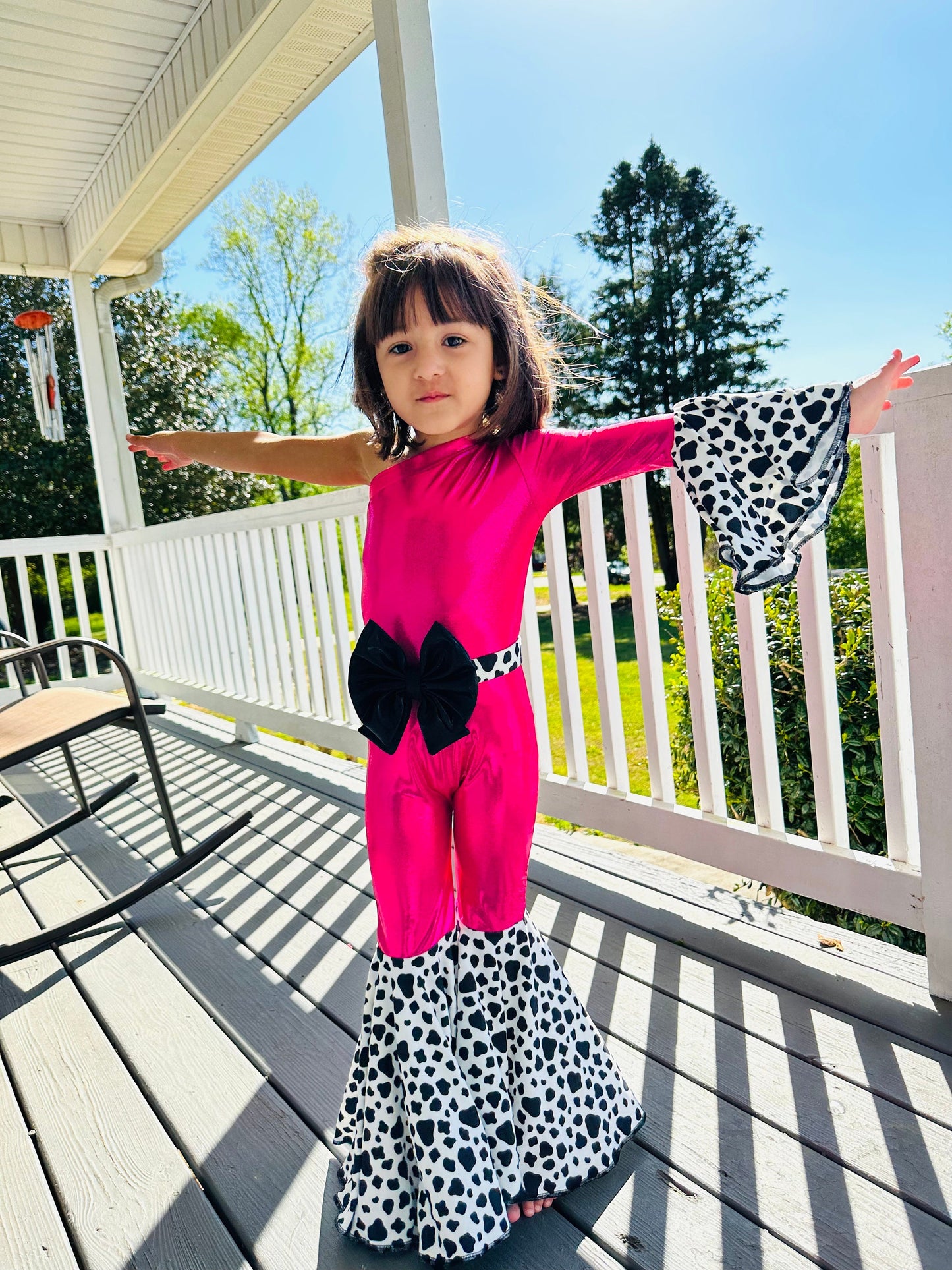Get Your Little Cowgirl Ready for the Rodeo with Our Western Chic One Shoulder Jumpsuit - Perfect for Pageants, Cowgirl Parties, and More.