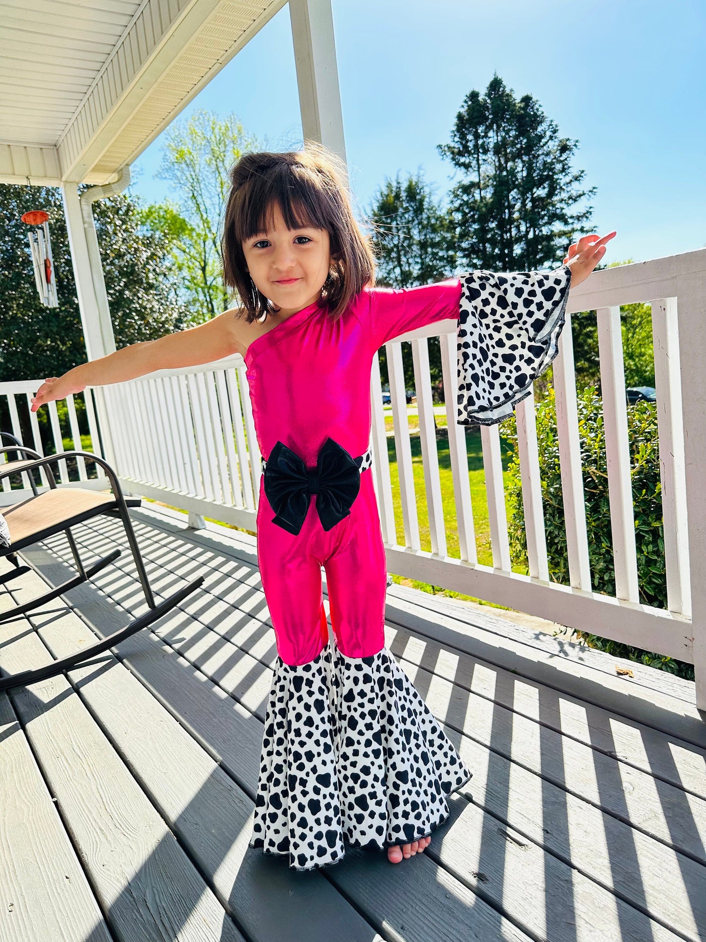 Get Your Little Cowgirl Ready for the Rodeo with Our Western Chic One Shoulder Jumpsuit - Perfect for Pageants, Cowgirl Parties, and More.